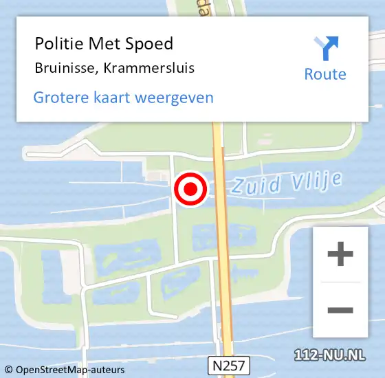 Locatie op kaart van de 112 melding: Politie Met Spoed Naar Bruinisse, Krammersluis op 4 april 2022 12:07