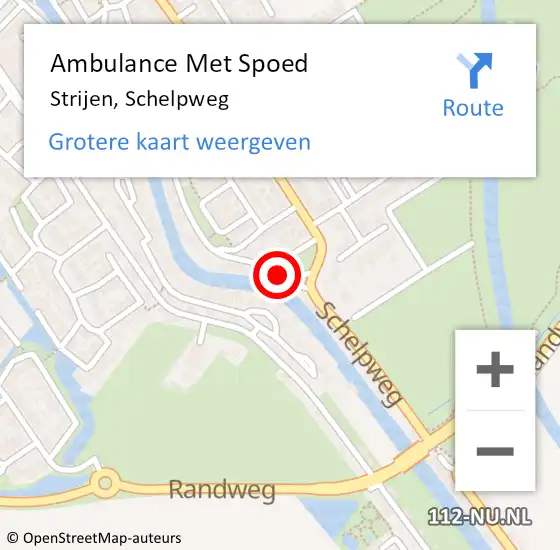 Locatie op kaart van de 112 melding: Ambulance Met Spoed Naar Strijen, Schelpweg op 4 april 2022 12:17