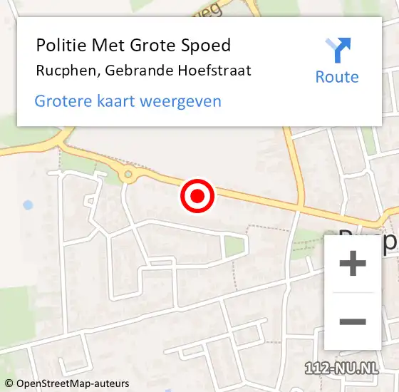 Locatie op kaart van de 112 melding: Politie Met Grote Spoed Naar Rucphen, Gebrande Hoefstraat op 4 april 2022 14:59