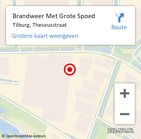 Locatie op kaart van de 112 melding: Brandweer Met Grote Spoed Naar Tilburg, Theseusstraat op 4 april 2022 17:18