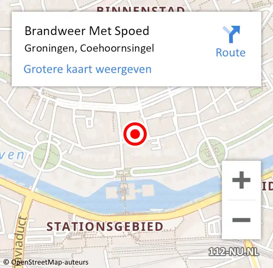 Locatie op kaart van de 112 melding: Brandweer Met Spoed Naar Groningen, Coehoornsingel op 4 april 2022 17:51