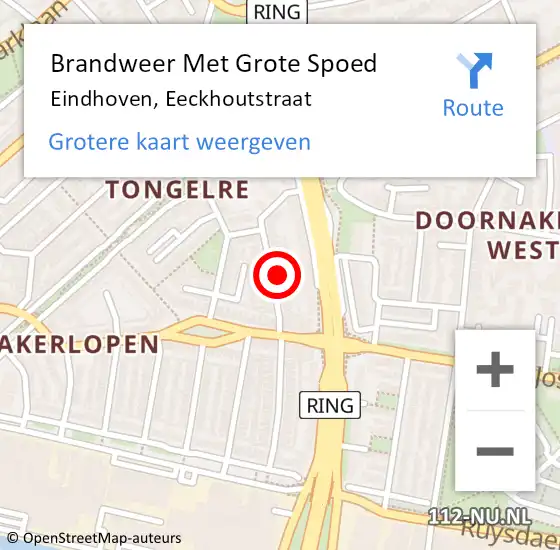 Locatie op kaart van de 112 melding: Brandweer Met Grote Spoed Naar Eindhoven, Eeckhoutstraat op 4 april 2022 21:39