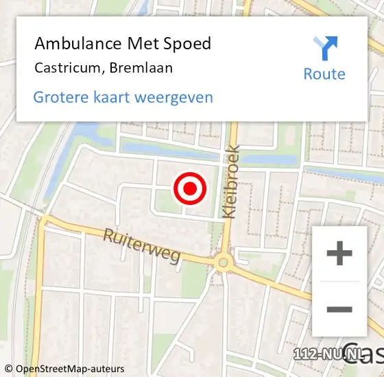 Locatie op kaart van de 112 melding: Ambulance Met Spoed Naar Castricum, Bremlaan op 4 april 2022 22:33