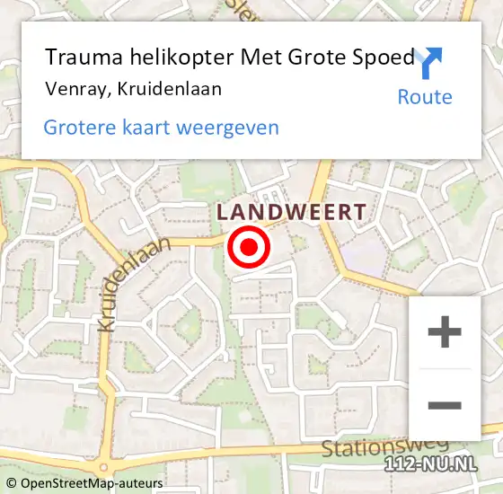 Locatie op kaart van de 112 melding: Trauma helikopter Met Grote Spoed Naar Venray, Kruidenlaan op 5 april 2022 07:09