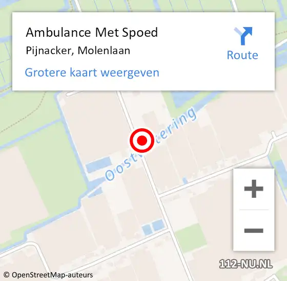 Locatie op kaart van de 112 melding: Ambulance Met Spoed Naar Pijnacker, Molenlaan op 5 april 2022 07:51