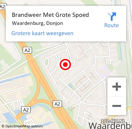 Locatie op kaart van de 112 melding: Brandweer Met Grote Spoed Naar Waardenburg, Donjon op 5 april 2022 08:25