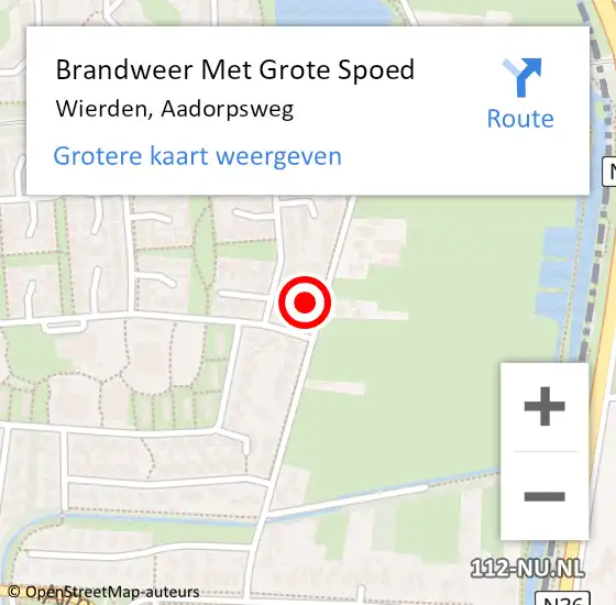 Locatie op kaart van de 112 melding: Brandweer Met Grote Spoed Naar Wierden, Aadorpsweg op 5 april 2022 08:50