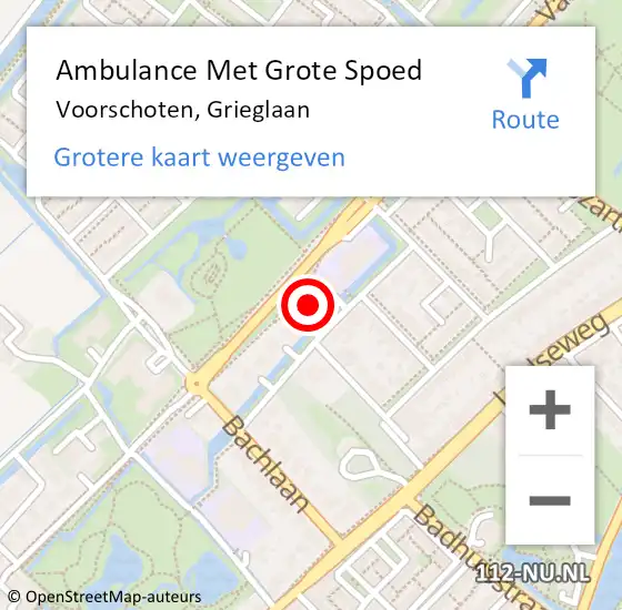 Locatie op kaart van de 112 melding: Ambulance Met Grote Spoed Naar Voorschoten, Grieglaan op 5 april 2022 09:55