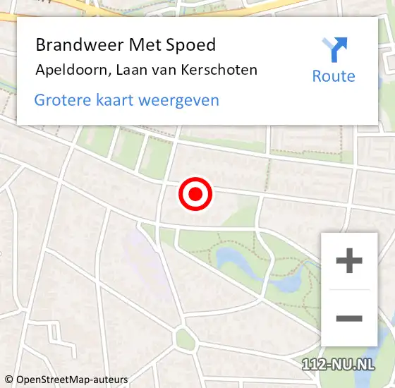 Locatie op kaart van de 112 melding: Brandweer Met Spoed Naar Apeldoorn, Laan van Kerschoten op 5 april 2022 10:14