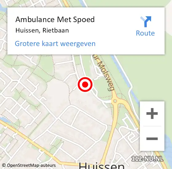 Locatie op kaart van de 112 melding: Ambulance Met Spoed Naar Huissen, Rietbaan op 5 april 2022 11:10