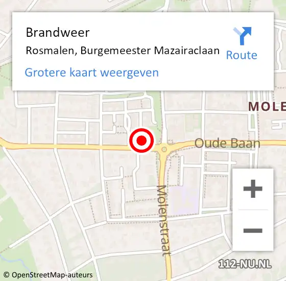 Locatie op kaart van de 112 melding: Brandweer Rosmalen, Burgemeester Mazairaclaan op 5 april 2022 11:11