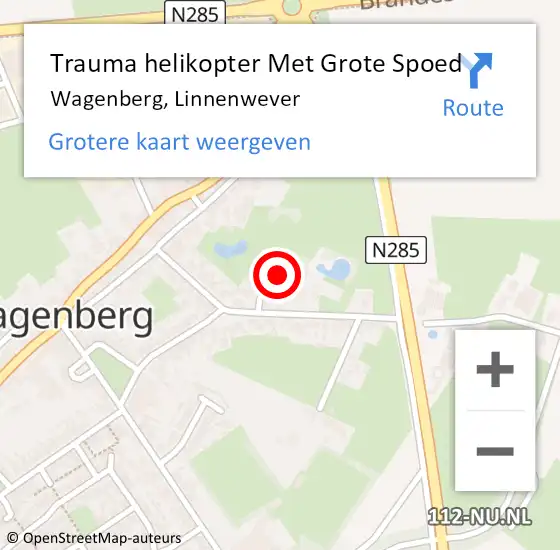 Locatie op kaart van de 112 melding: Trauma helikopter Met Grote Spoed Naar Wagenberg, Linnenwever op 5 april 2022 11:39
