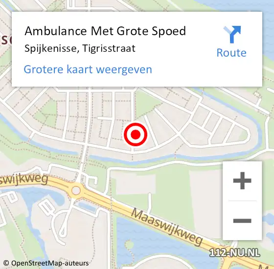 Locatie op kaart van de 112 melding: Ambulance Met Grote Spoed Naar Spijkenisse, Tigrisstraat op 5 april 2022 13:27