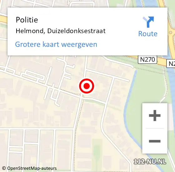 Locatie op kaart van de 112 melding: Politie Helmond, Duizeldonksestraat op 5 april 2022 14:18