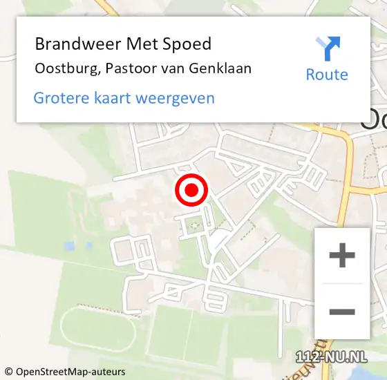 Locatie op kaart van de 112 melding: Brandweer Met Spoed Naar Oostburg, Pastoor van Genklaan op 5 april 2022 14:27