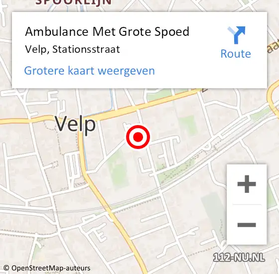 Locatie op kaart van de 112 melding: Ambulance Met Grote Spoed Naar Velp, Stationsstraat op 5 april 2022 16:03