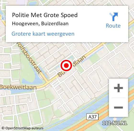 Locatie op kaart van de 112 melding: Politie Met Grote Spoed Naar Hoogeveen, Buizerdlaan op 5 april 2022 17:24