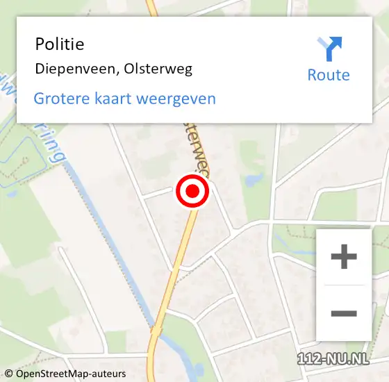 Locatie op kaart van de 112 melding: Politie Diepenveen, Olsterweg op 5 april 2022 19:09