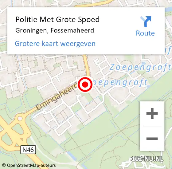 Locatie op kaart van de 112 melding: Politie Met Grote Spoed Naar Groningen, Fossemaheerd op 5 april 2022 20:06