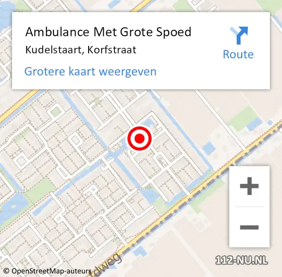 Locatie op kaart van de 112 melding: Ambulance Met Grote Spoed Naar Kudelstaart, Korfstraat op 6 april 2022 00:00