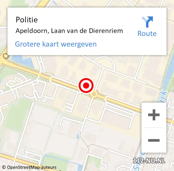 Locatie op kaart van de 112 melding: Politie Apeldoorn, Laan van de Dierenriem op 6 april 2022 07:54