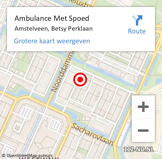 Locatie op kaart van de 112 melding: Ambulance Met Spoed Naar Amstelveen, Betsy Perklaan op 6 april 2022 10:30