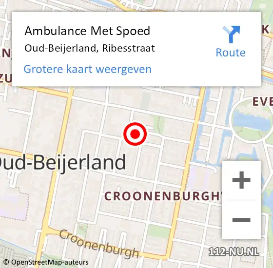 Locatie op kaart van de 112 melding: Ambulance Met Spoed Naar Oud-Beijerland, Ribesstraat op 6 april 2022 10:47