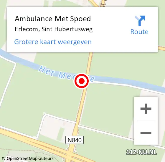 Locatie op kaart van de 112 melding: Ambulance Met Spoed Naar Erlecom, Sint Hubertusweg op 6 april 2022 10:55