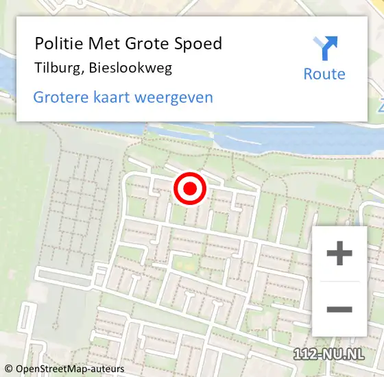 Locatie op kaart van de 112 melding: Politie Met Grote Spoed Naar Tilburg, Bieslookweg op 6 april 2022 11:52