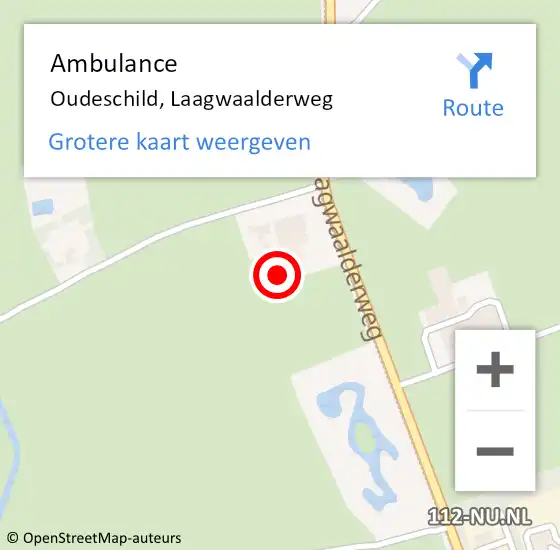 Locatie op kaart van de 112 melding: Ambulance Oudeschild, Laagwaalderweg op 6 april 2022 13:36