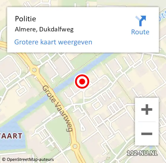 Locatie op kaart van de 112 melding: Politie Almere, Dukdalfweg op 6 april 2022 16:06