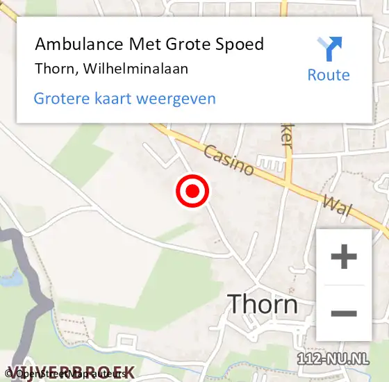 Locatie op kaart van de 112 melding: Ambulance Met Grote Spoed Naar Thorn, Wilhelminalaan op 6 april 2022 17:07