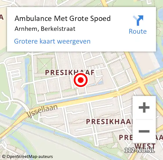 Locatie op kaart van de 112 melding: Ambulance Met Grote Spoed Naar Arnhem, Berkelstraat op 6 april 2022 17:36