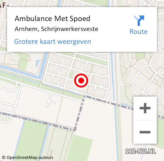 Locatie op kaart van de 112 melding: Ambulance Met Spoed Naar Arnhem, Schrijnwerkersveste op 6 april 2022 19:58