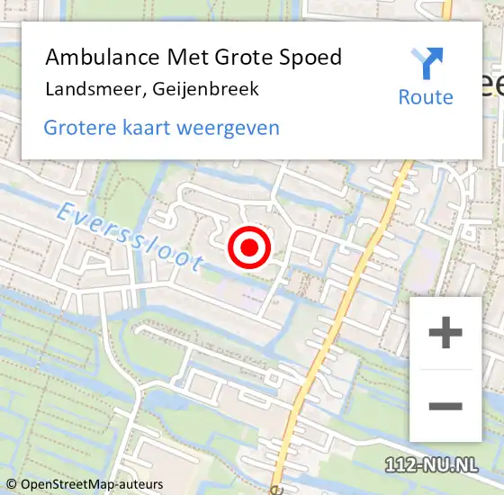 Locatie op kaart van de 112 melding: Ambulance Met Grote Spoed Naar Landsmeer, Geijenbreek op 6 april 2022 21:01
