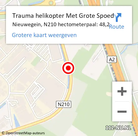 Locatie op kaart van de 112 melding: Trauma helikopter Met Grote Spoed Naar Nieuwegein, N210 hectometerpaal: 48,2 op 7 april 2022 08:00