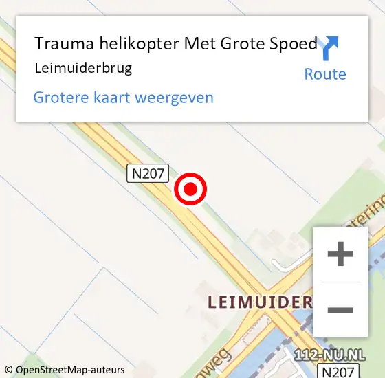 Locatie op kaart van de 112 melding: Trauma helikopter Met Grote Spoed Naar Leimuiderbrug op 7 april 2022 10:26