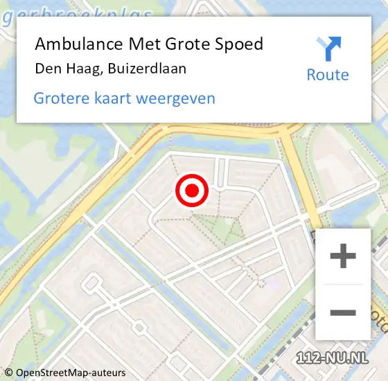 Locatie op kaart van de 112 melding: Ambulance Met Grote Spoed Naar Den Haag, Buizerdlaan op 7 april 2022 10:31