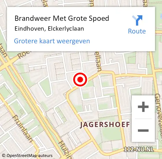 Locatie op kaart van de 112 melding: Brandweer Met Grote Spoed Naar Eindhoven, Elckerlyclaan op 7 april 2022 12:43