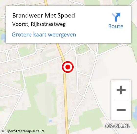 Locatie op kaart van de 112 melding: Brandweer Met Spoed Naar Voorst, Rijksstraatweg op 7 april 2022 16:44