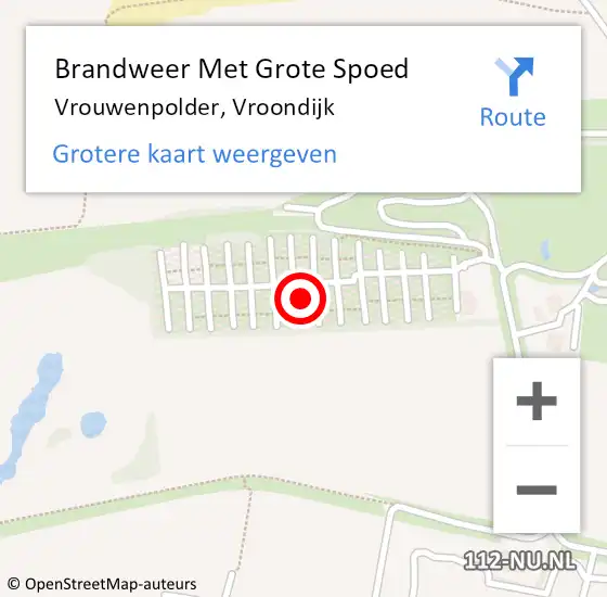 Locatie op kaart van de 112 melding: Brandweer Met Grote Spoed Naar Vrouwenpolder, Vroondijk op 7 april 2022 17:11
