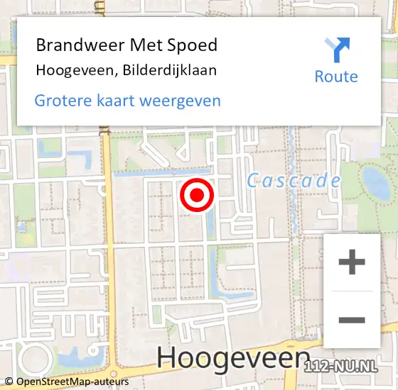 Locatie op kaart van de 112 melding: Brandweer Met Spoed Naar Hoogeveen, Bilderdijklaan op 7 april 2022 18:32