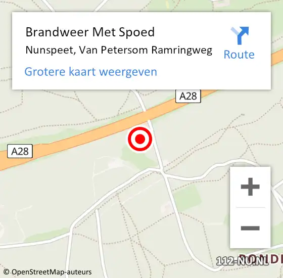 Locatie op kaart van de 112 melding: Brandweer Met Spoed Naar Nunspeet, Van Petersom Ramringweg op 7 april 2022 19:47