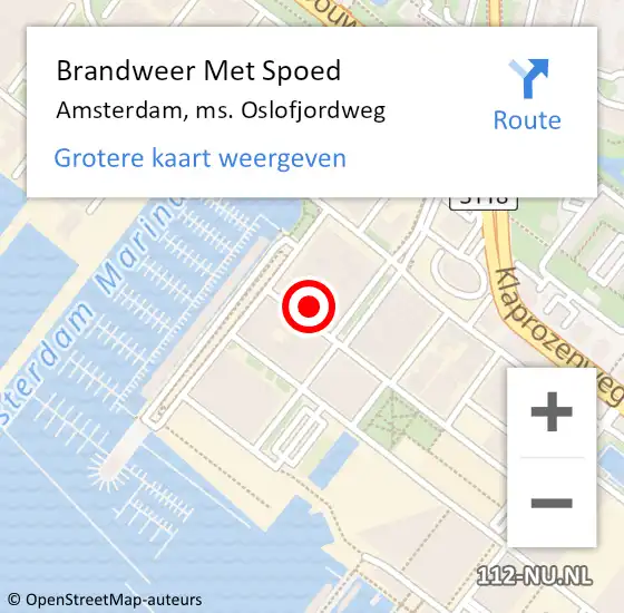 Locatie op kaart van de 112 melding: Brandweer Met Spoed Naar Amsterdam, ms. Oslofjordweg op 7 april 2022 20:44