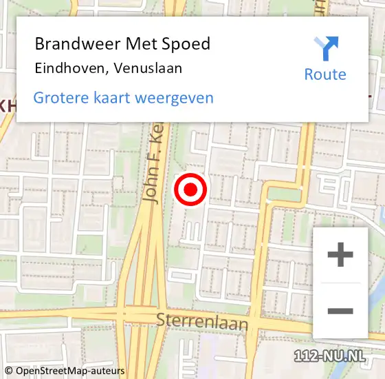 Locatie op kaart van de 112 melding: Brandweer Met Spoed Naar Eindhoven, Venuslaan op 7 april 2022 21:11