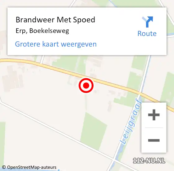 Locatie op kaart van de 112 melding: Brandweer Met Spoed Naar Erp, Boekelseweg op 7 april 2022 21:18