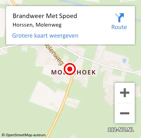 Locatie op kaart van de 112 melding: Brandweer Met Spoed Naar Horssen, Molenweg op 7 april 2022 21:49