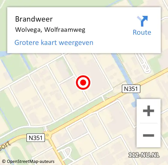 Locatie op kaart van de 112 melding: Brandweer Wolvega, Wolfraamweg op 7 april 2022 23:18