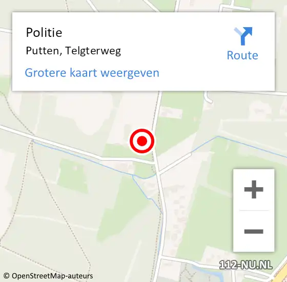Locatie op kaart van de 112 melding: Politie Putten, Telgterweg op 7 april 2022 23:37