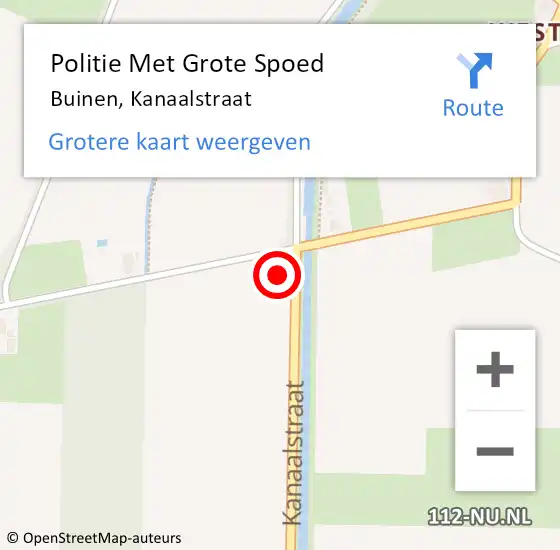 Locatie op kaart van de 112 melding: Politie Met Grote Spoed Naar Buinen, Kanaalstraat op 8 april 2022 07:40